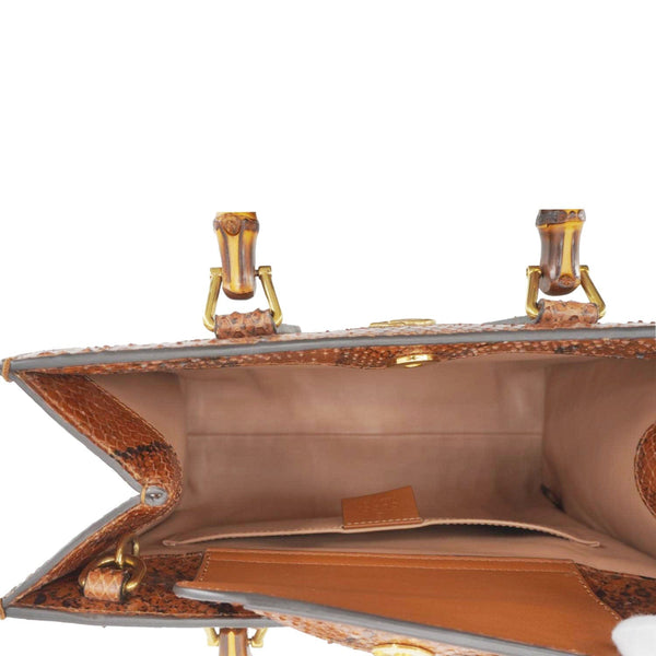 GUCCI Diana Small Snakeskin Leather Tote Bag Orange 660195