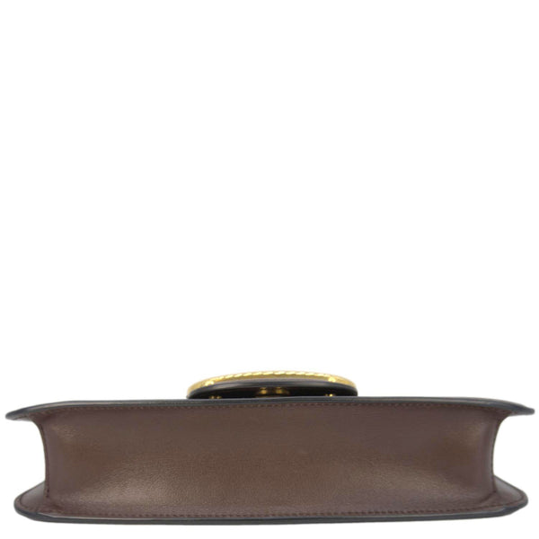 VALENTINO Loco V Logo Leather Messenger Bag Brown