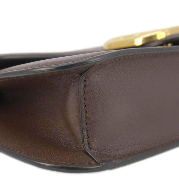 VALENTINO Loco V Logo Leather Messenger Bag Brown