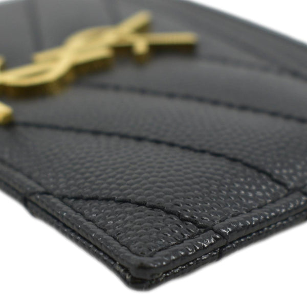 YVES SAINT LAURENT Cassandre Monogram Grain De Poudre Leather Card Holder Black