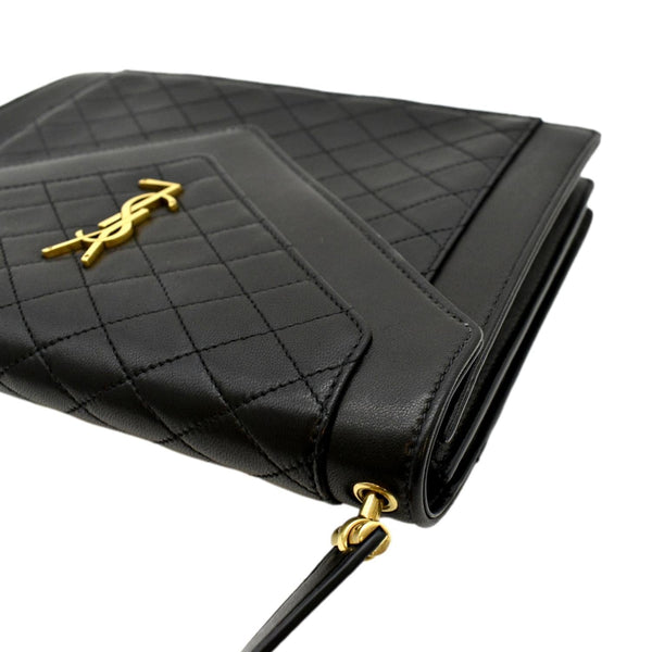 YVES SAINT LAURENT Gaby Small Envelope Quilted Leather Wallet Black
