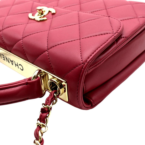 CHANEL Trendy CC Top Handle Flap Quilted Leather Shoulder Bag Pink