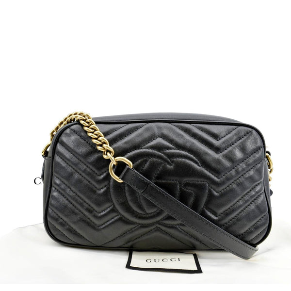 GUCCI GG Marmont Small Matelasse Leather Crossbody Bag Black 447632