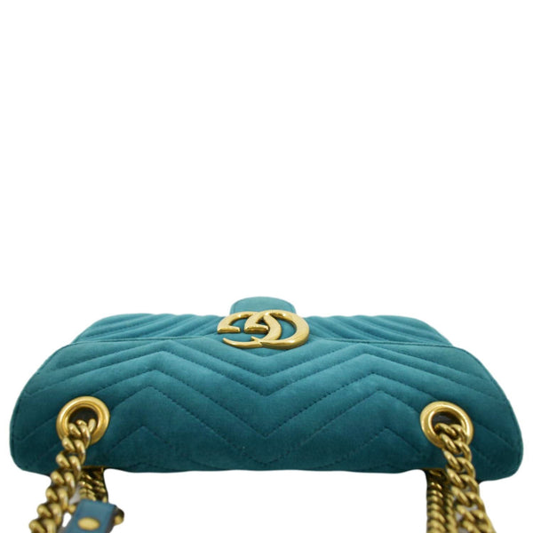 GUCCI GG Marmont Small Velvet Shoulder Bag - Turquoise