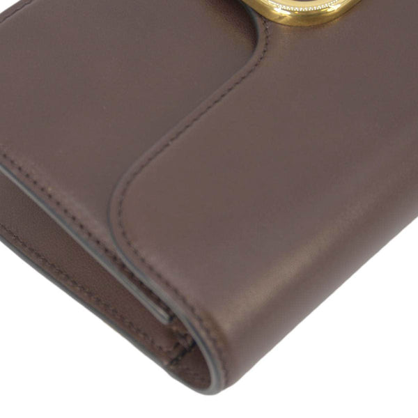 VALENTINO Loco V Logo Leather Messenger Bag Brown