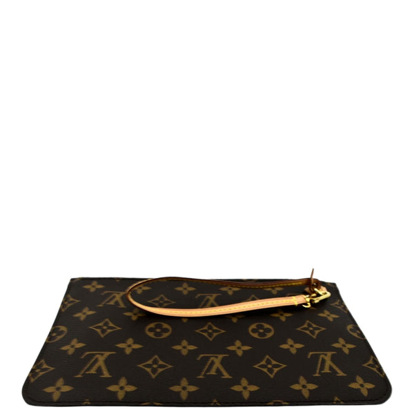 LOUIS VUITTON Neverfull Monogram Canvas Pochette Wristlet Pouch Brown