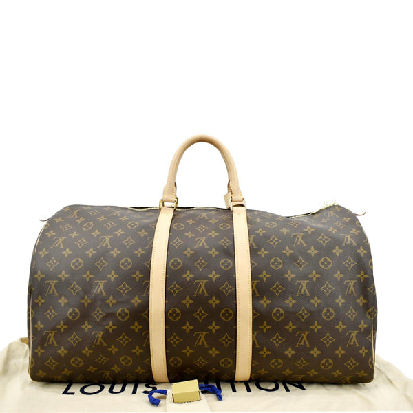 LOUIS VUITTON Keepall 55 Monogram Canvas Bostan Bag Brown