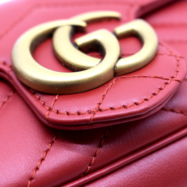 GUCCI GG Marmont Super Mini Matelasse Leather Crossbody Bag Red 476433