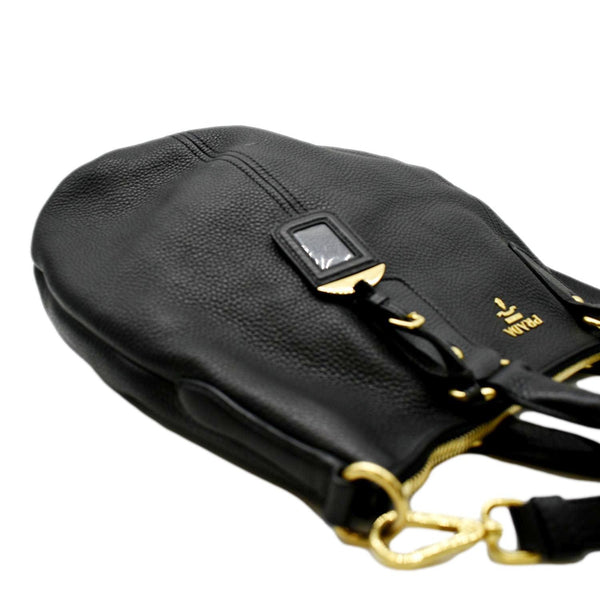 PRADA Vitello Daino Large leather Tote Shoulder Bag Black