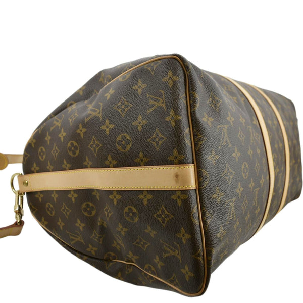 LOUIS VUITTON Keepall Bandouliere 55 Monogram Canvas Travel Bag Brown
