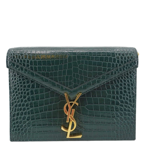 YVES SAINT LAURENT Cassandra  Embossed Leather Shoulder Bag Green