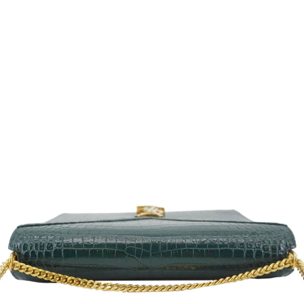 YVES SAINT LAURENT Cassandra  Embossed Leather Shoulder Bag Green