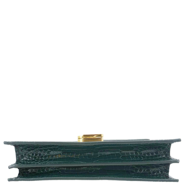 YVES SAINT LAURENT Cassandra  Embossed Leather Shoulder Bag Green