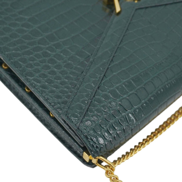 YVES SAINT LAURENT Cassandra  Embossed Leather Shoulder Bag Green