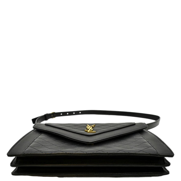YVES SAINT LAURENT Gaby Small Envelope Quilted Leather Wallet Black