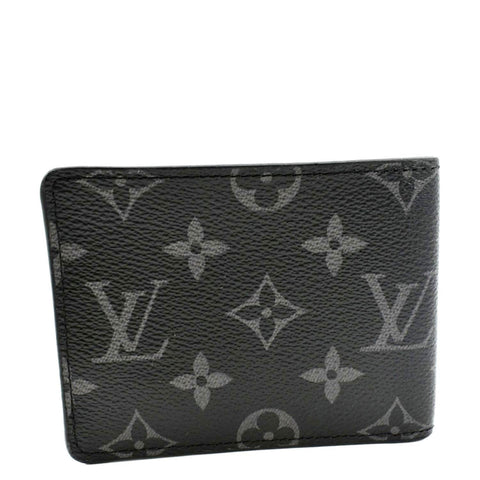LOUIS VUITTON Monogram Eclipse Canvas Multiple Mens Wallet Black/Grey
