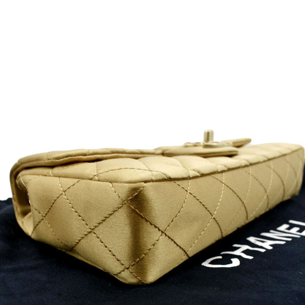 CHANEL East West Satin Single Flap Shoulder Bag Gold