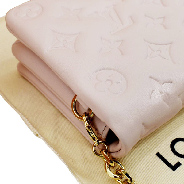 LOUIS VUITTON Coussin Monogram Embossed Pochette Crossbody Bag Rose Pink