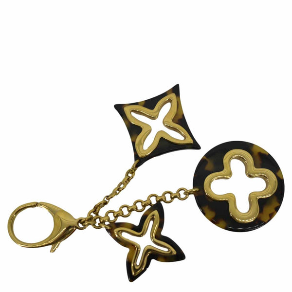 LOUIS VUITTON Tortoise Resin Insolence Monogram Bag Charm Gold