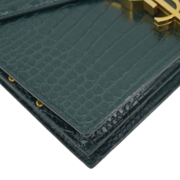 YVES SAINT LAURENT Cassandra  Embossed Leather Shoulder Bag Green