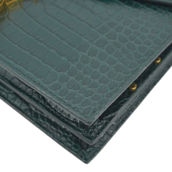 YVES SAINT LAURENT Cassandra  Embossed Leather Shoulder Bag Green