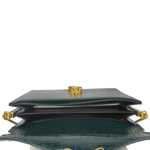 YVES SAINT LAURENT Cassandra  Embossed Leather Shoulder Bag Green