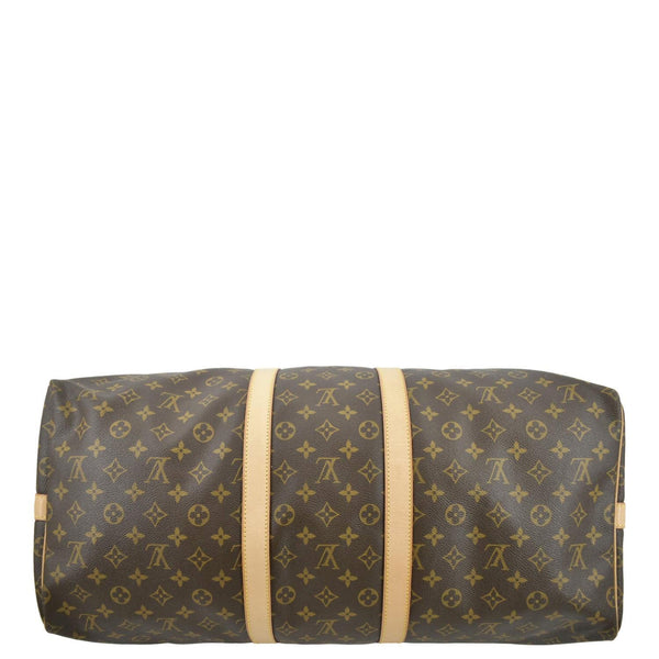 LOUIS VUITTON Keepall Bandouliere 55 Monogram Canvas Travel Bag Brown