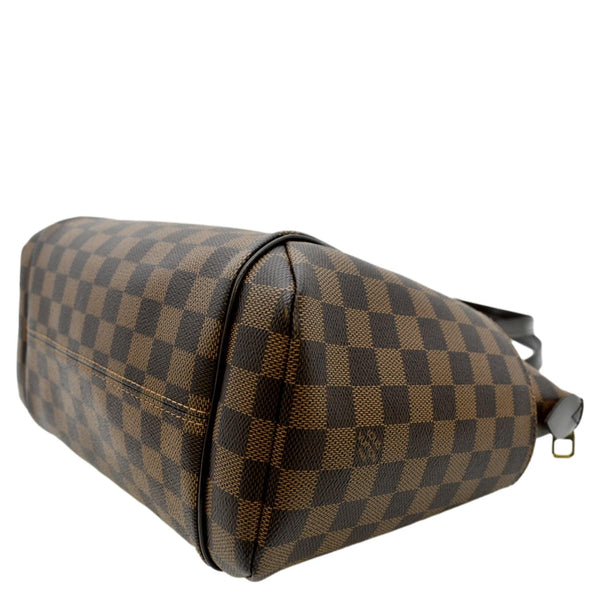 Side View of LV Damier Ebene Tote Shoulder Bag Brown