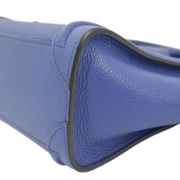 CELINE Nano Luggage Drummed Leather Tote Crossbody Bag Blue