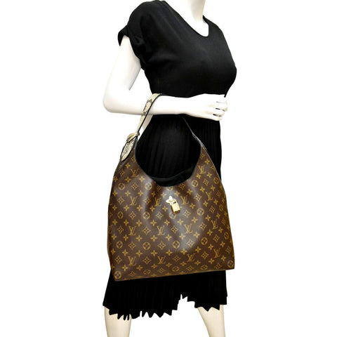 LOUIS VUITTON Flower Hobo Monogram Canvas Shoulder Hobo Bag Brown