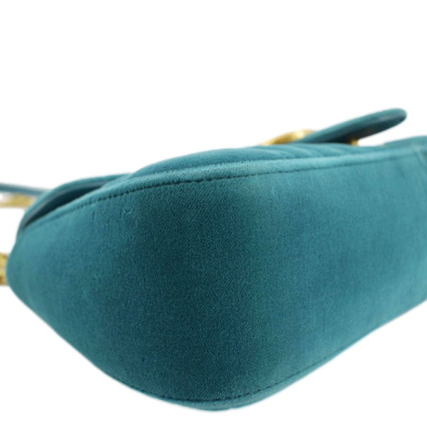 GUCCI GG Marmont Small Velvet Shoulder Bag - Turquoise
