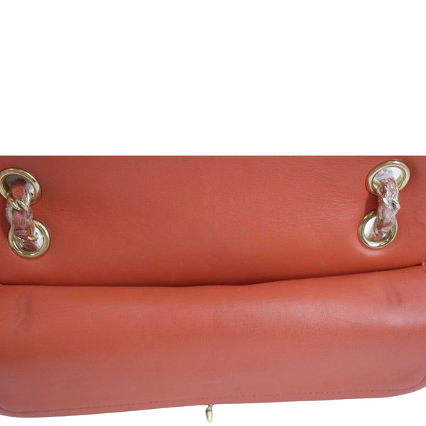 CHANEL Classic Medium Double Flap Python Leather Shoulder Bag Red