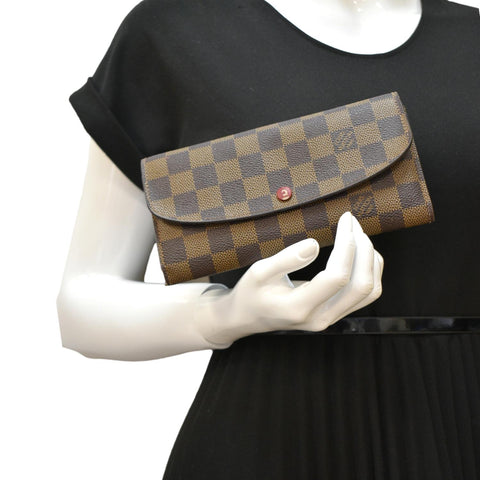LOUIS VUITTON Emilie Damier Ebene Wallet Brown