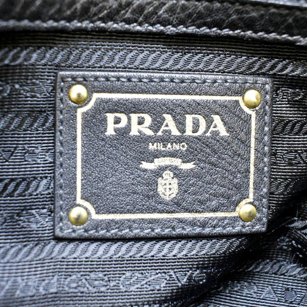 PRADA Vitello Daino Large leather Tote Shoulder Bag Black