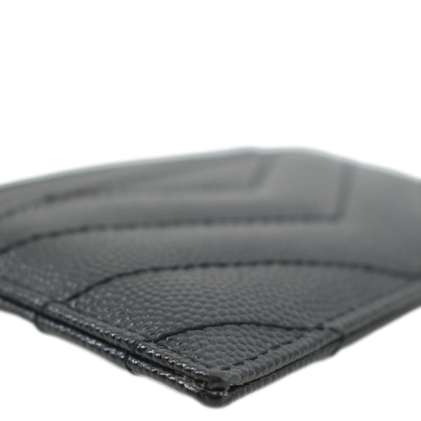 YVES SAINT LAURENT Cassandre Monogram Grain De Poudre Leather Card Holder Black