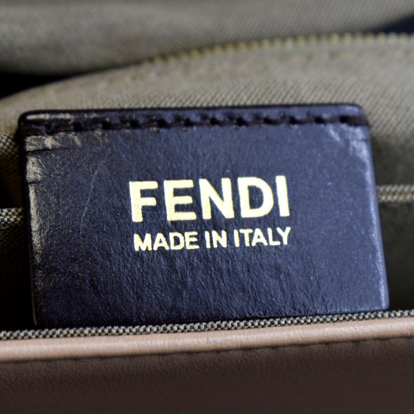 FENDI Claudia Pequin Embossed Leather Crossbody Bag Beige