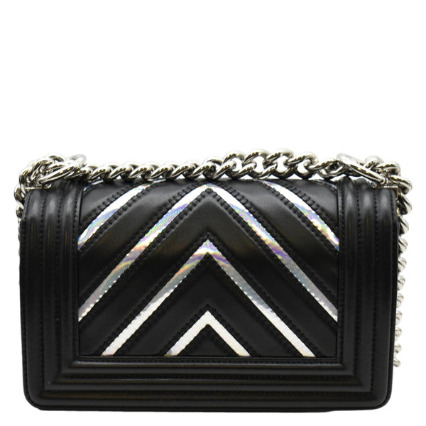 Chanel Boy Chevron Leather Holographic Crossbody Bag - Back