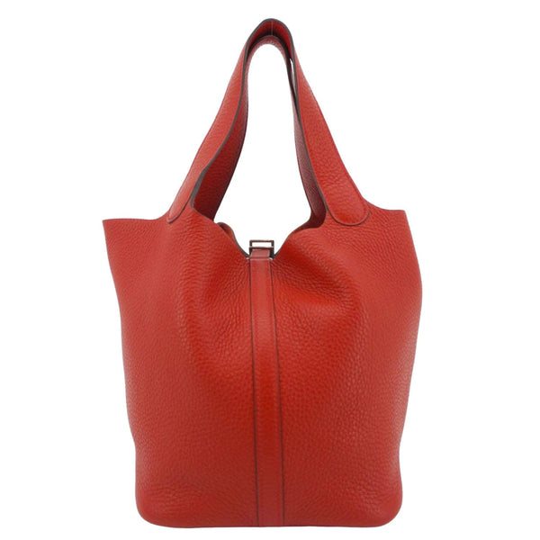 HERMES Picotin Lock 22 MM Taurillon Clemence Leather Hobo Bag Red