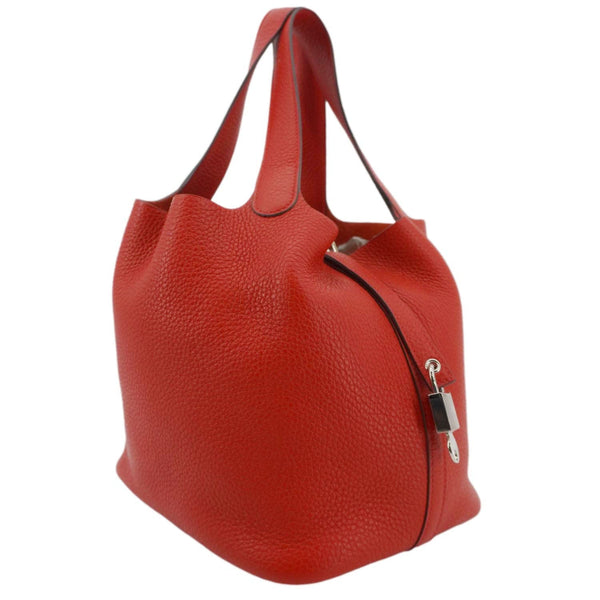 HERMES Picotin Lock 22 MM Taurillon Clemence Leather Hobo Bag Red
