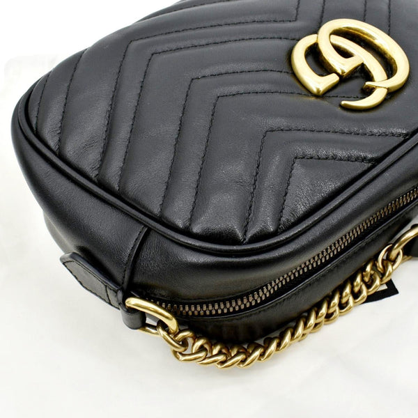 GUCCI GG Marmont Small Matelasse Leather Crossbody Bag Black 447632