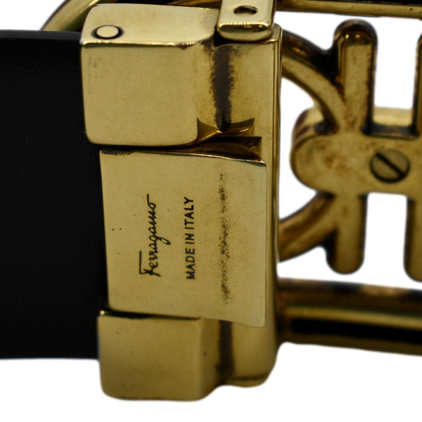 SALVATORE FERRAGAMO Buckle Reversible Belt Black/Mint Size 34