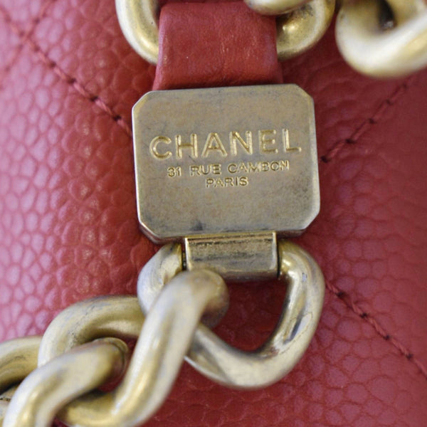 CHANEL Chic Affinity Stitched Small Flap Quilted Caviar Leather Crossbody Bag Red