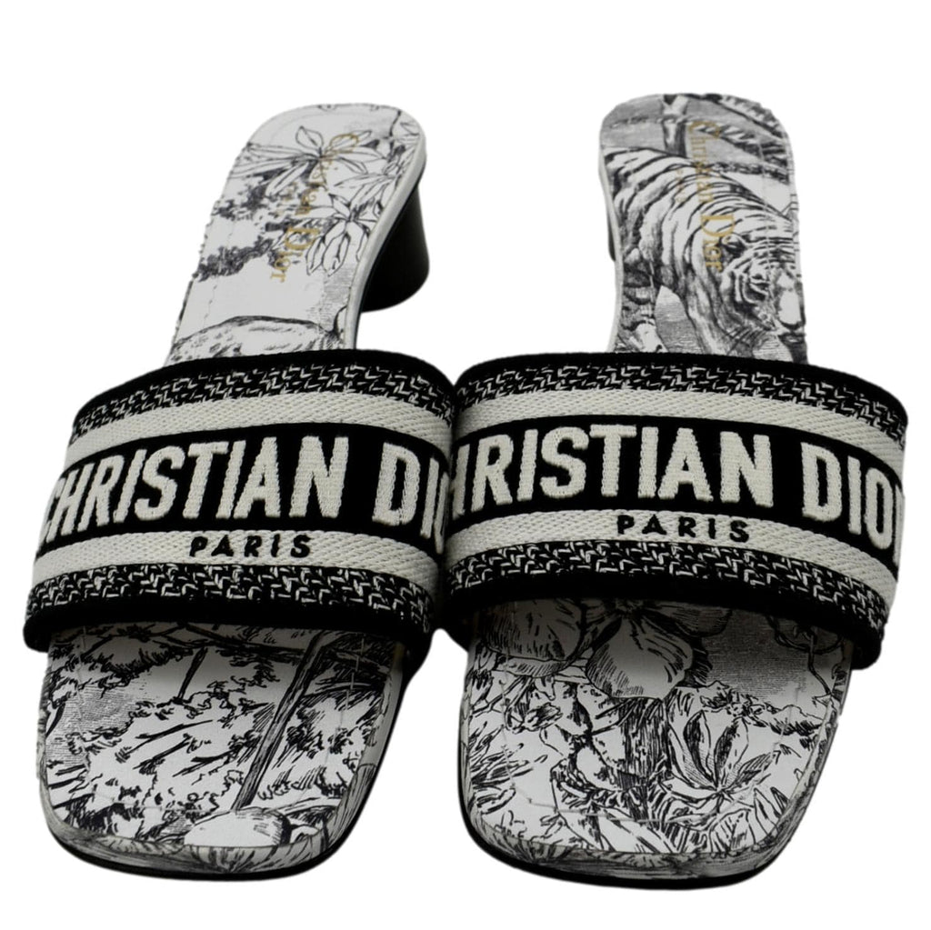 CHRISTIAN DIOR Dway Heeled Slide Embroidered Cotton