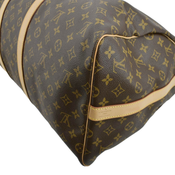 LOUIS VUITTON Keepall Bandouliere 55 Monogram Canvas Travel Bag Brown