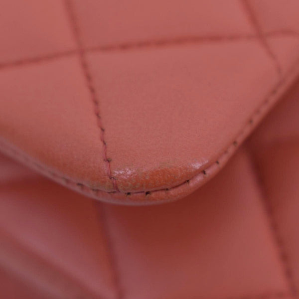 CHANEL Classic Medium Double Flap Quilted Leather Shoulder Bag Red