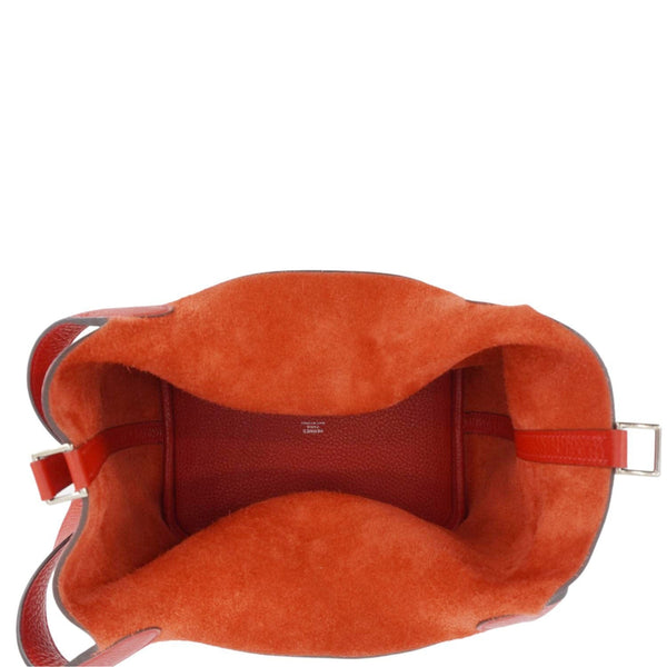 HERMES Picotin Lock 22 MM Taurillon Clemence Leather Hobo Bag Red