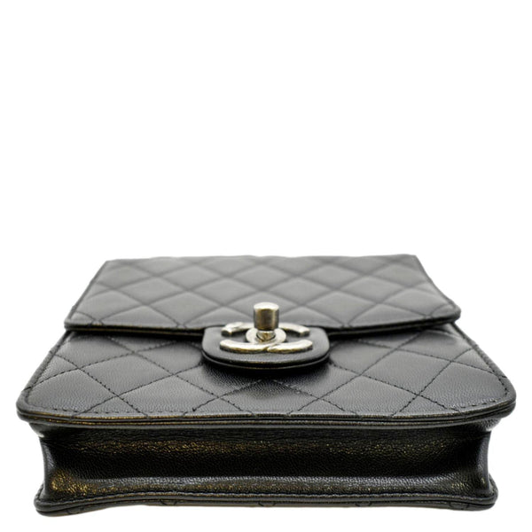 CHANEL Chic Pearls Flap Quilted Calfskin Leather Shoulder Bag Black