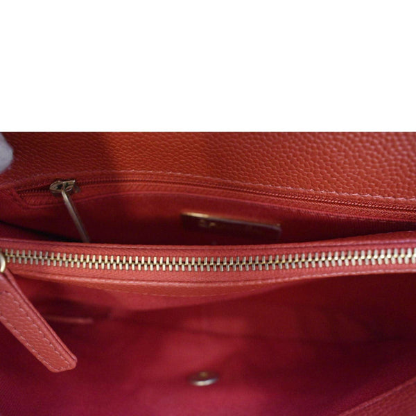 CHANEL Chic Affinity Stitched Small Flap Quilted Caviar Leather Crossbody Bag Red