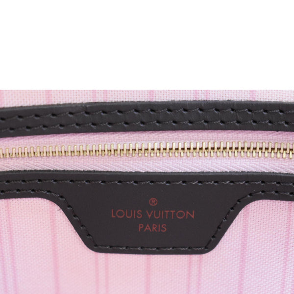 LOUIS VUITTON Neverfull MM Damier Ebene Tote Bag Rose Ballerine