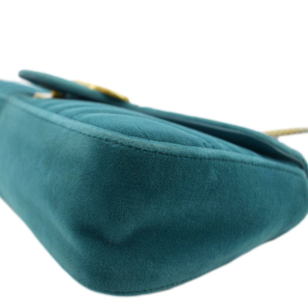 GUCCI GG Marmont Small Velvet Shoulder Bag - Turquoise